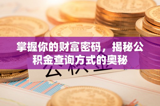 平远掌握你的财富密码，揭秘公积金查询方式的奥秘